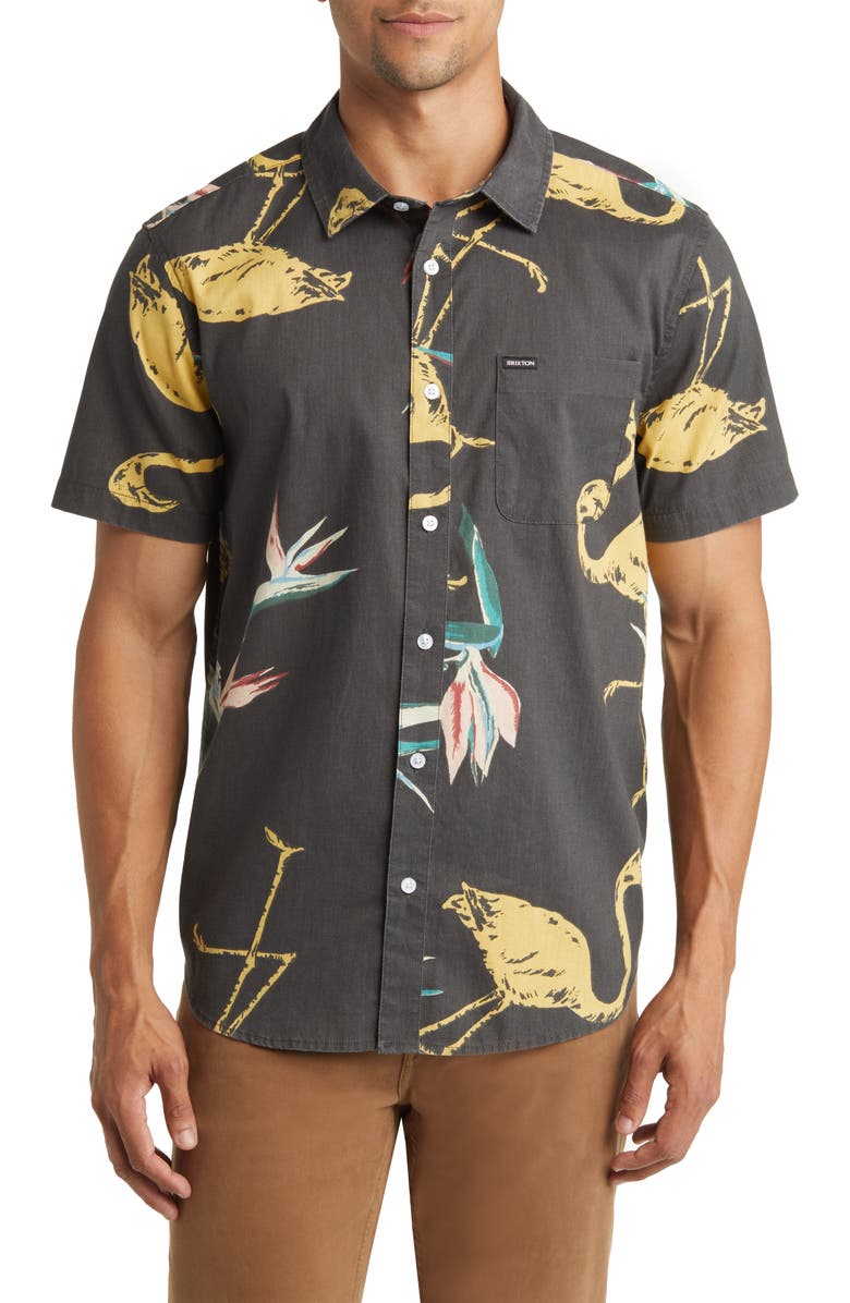 Brixton Charter Stretch Short Sleeve Button-Up Shirt, Main, color, 