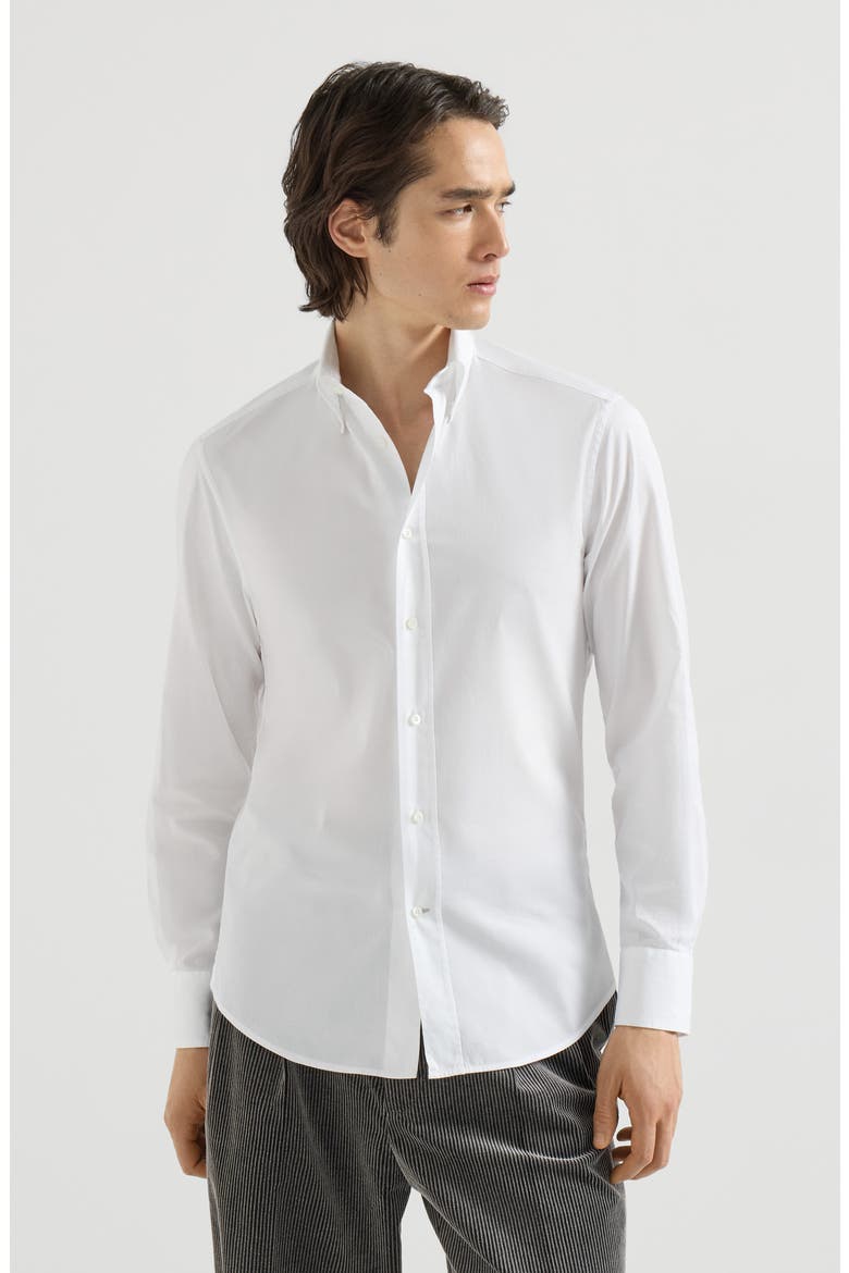 Twill shirt with button-down collar, Main, color, White