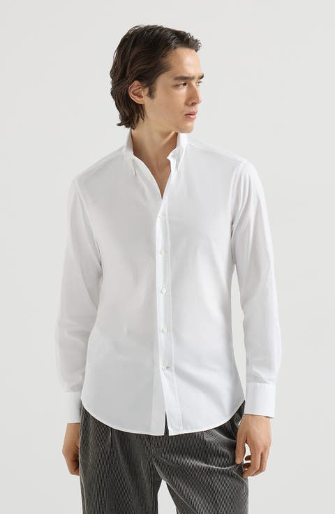 Twill shirt with button-down collar