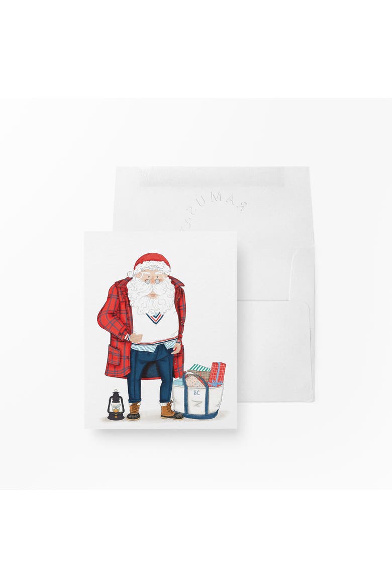 Holiday Winter Greeting Cards "Preppy Santa", Main, color, Multi-Pack