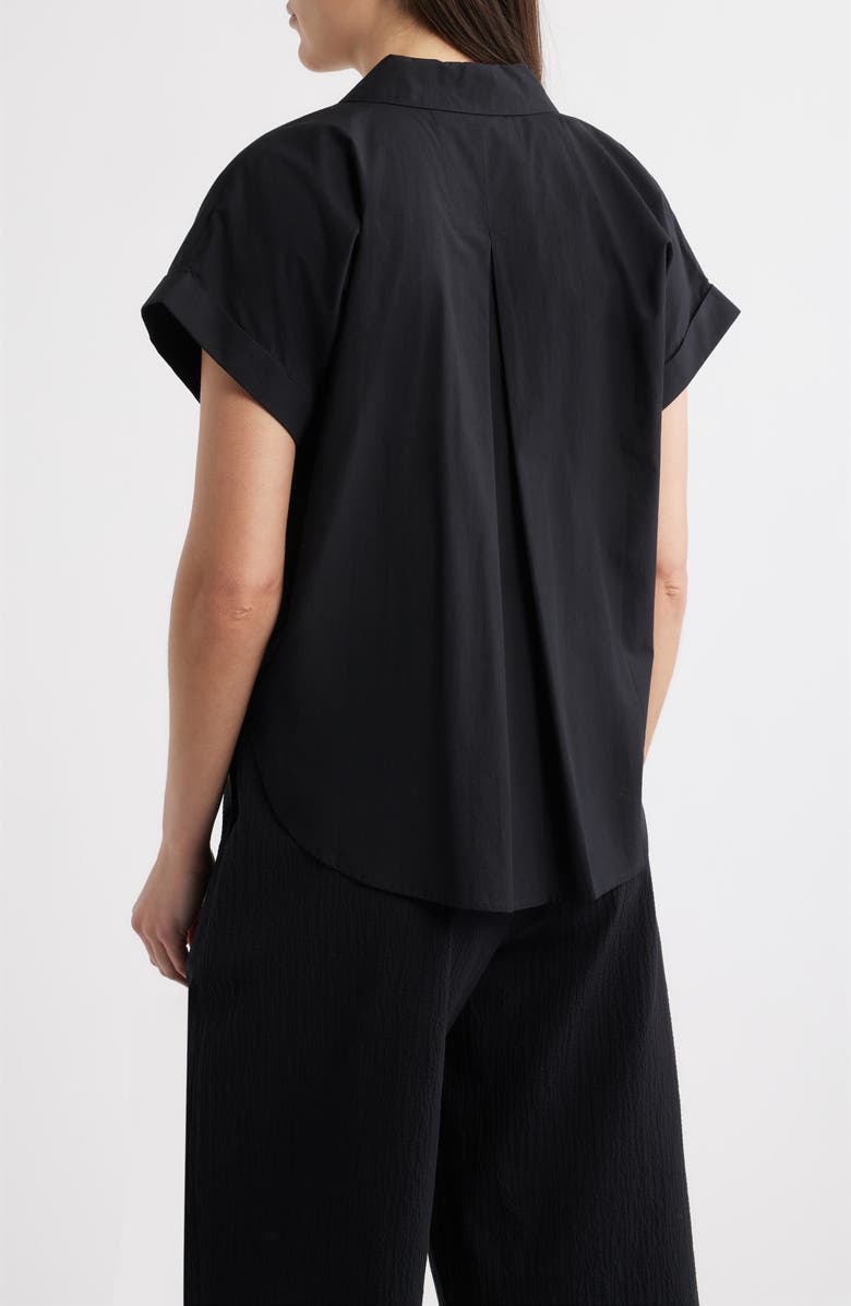 Eileen Fisher Notch Collar Roll Cuff Shirt, Alternate, color, Black