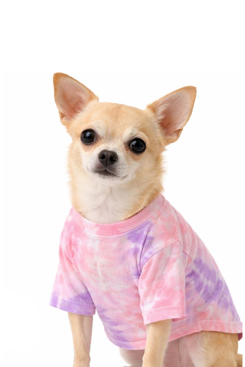 Toby II The Perfect Organic Cotton Dog T-Shirt, Alternate, color, PINK TIE DYEDNU