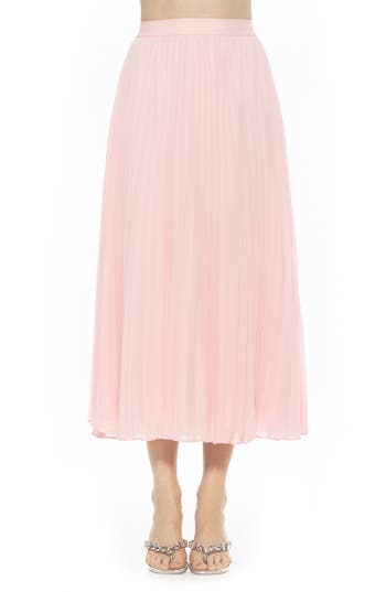 Alexia Admor Kesia Midi Chiffon Pleated Skirt In Pink