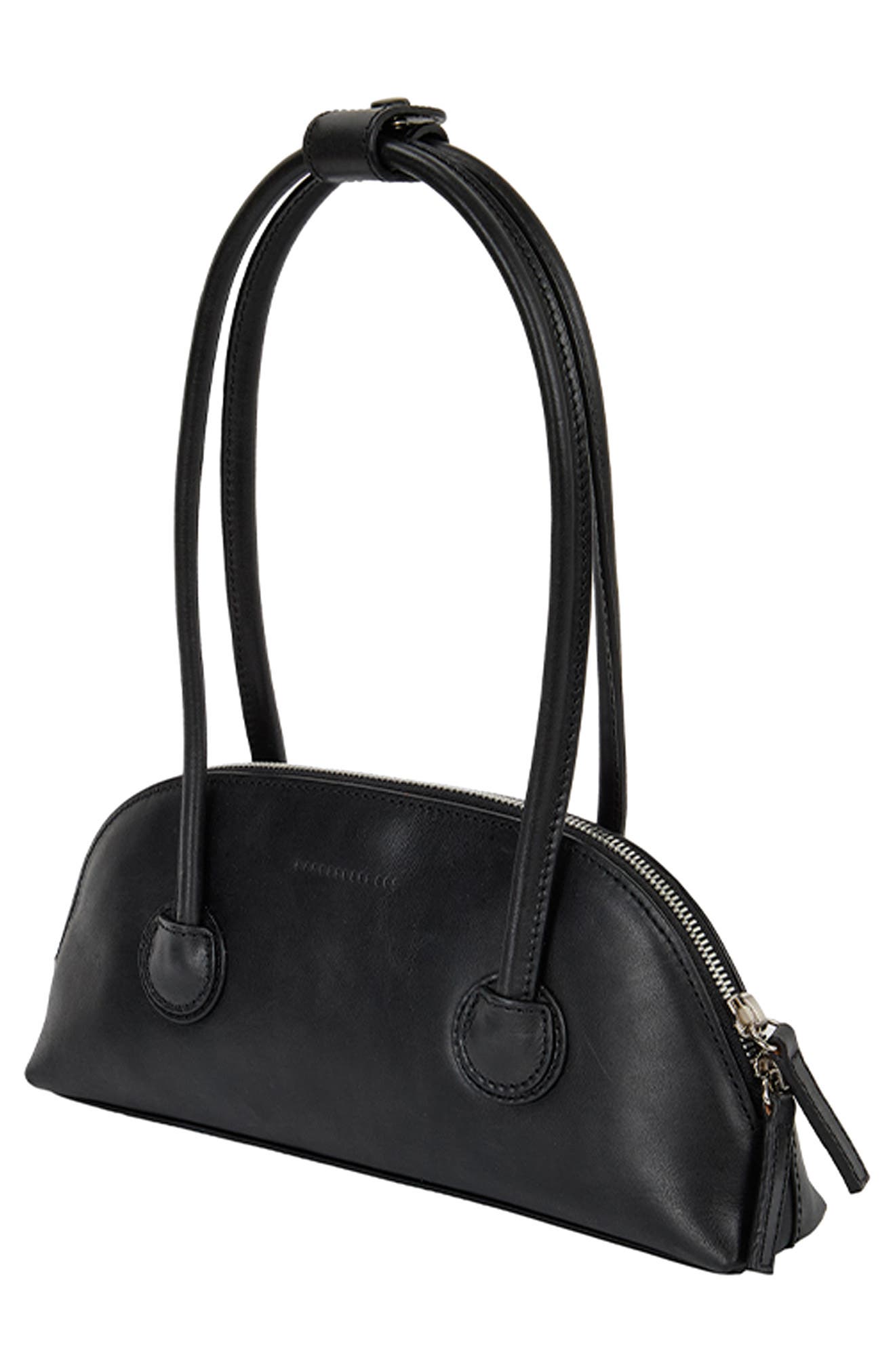 MARGESHERWOOD Bessette Leather Shoulder Bag, Alternate, color, Black Pull-Up