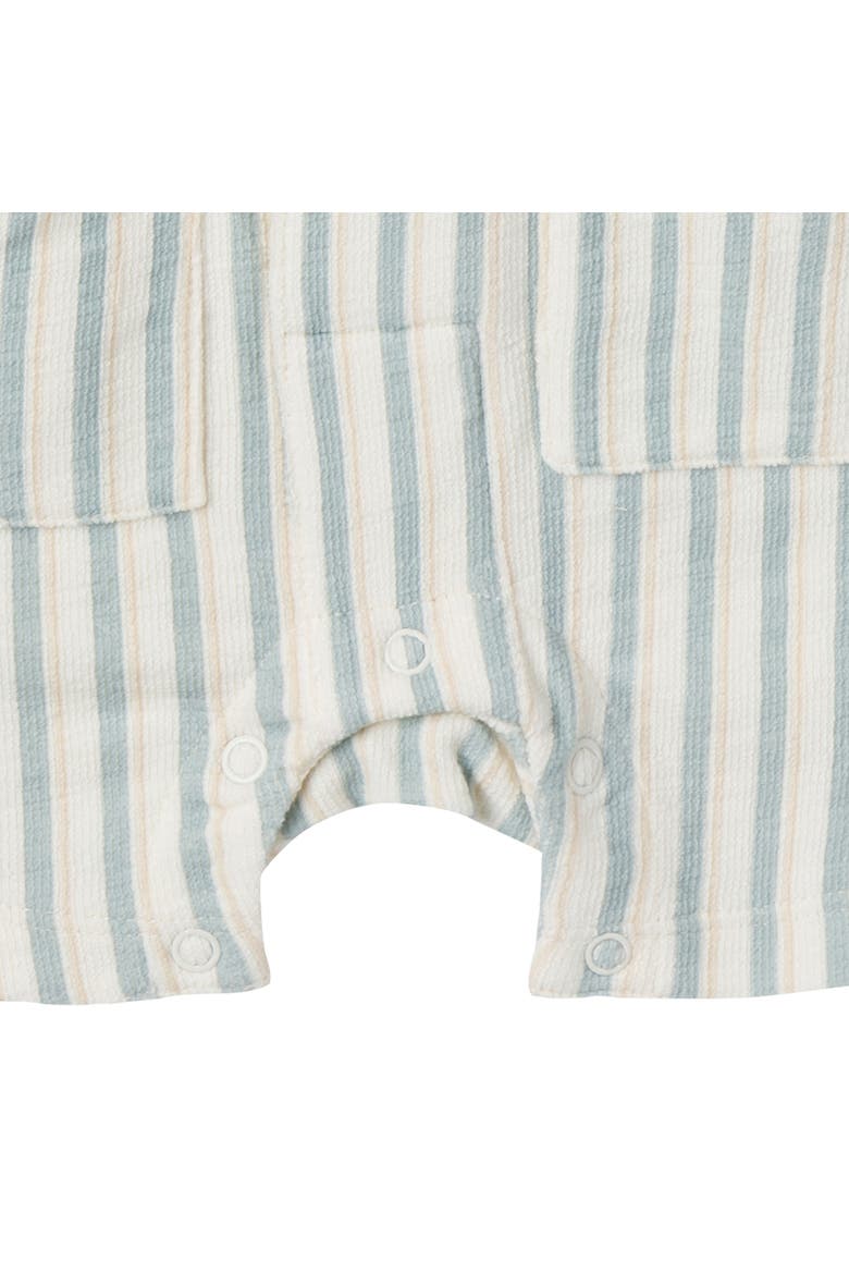 Collared Short Sleeve Romper (baby), Alternate, color, Ivory Teal Stripe