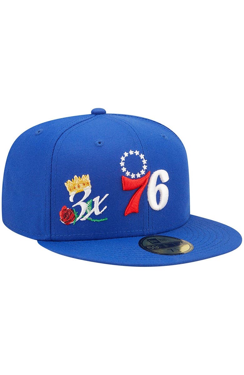 New Era Men's New Era Royal Philadelphia 76ers 3x NBA Finals Champions Crown 59FIFTY Fitted Hat, Alternate, color, Royal