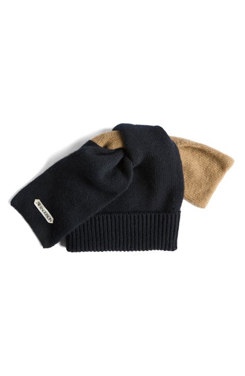 Knotted Colorblock Wool Beanie