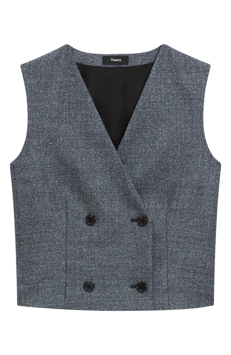 Theory Double Breasted Crop Wool Vest, Alternate, color, Pepper Multi