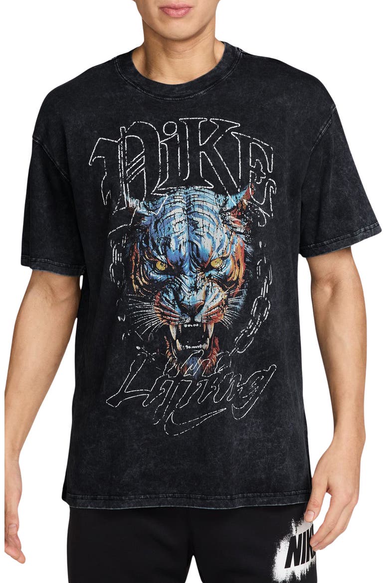 Lifting Loose Graphic T-Shirt, Main, color, BLACK