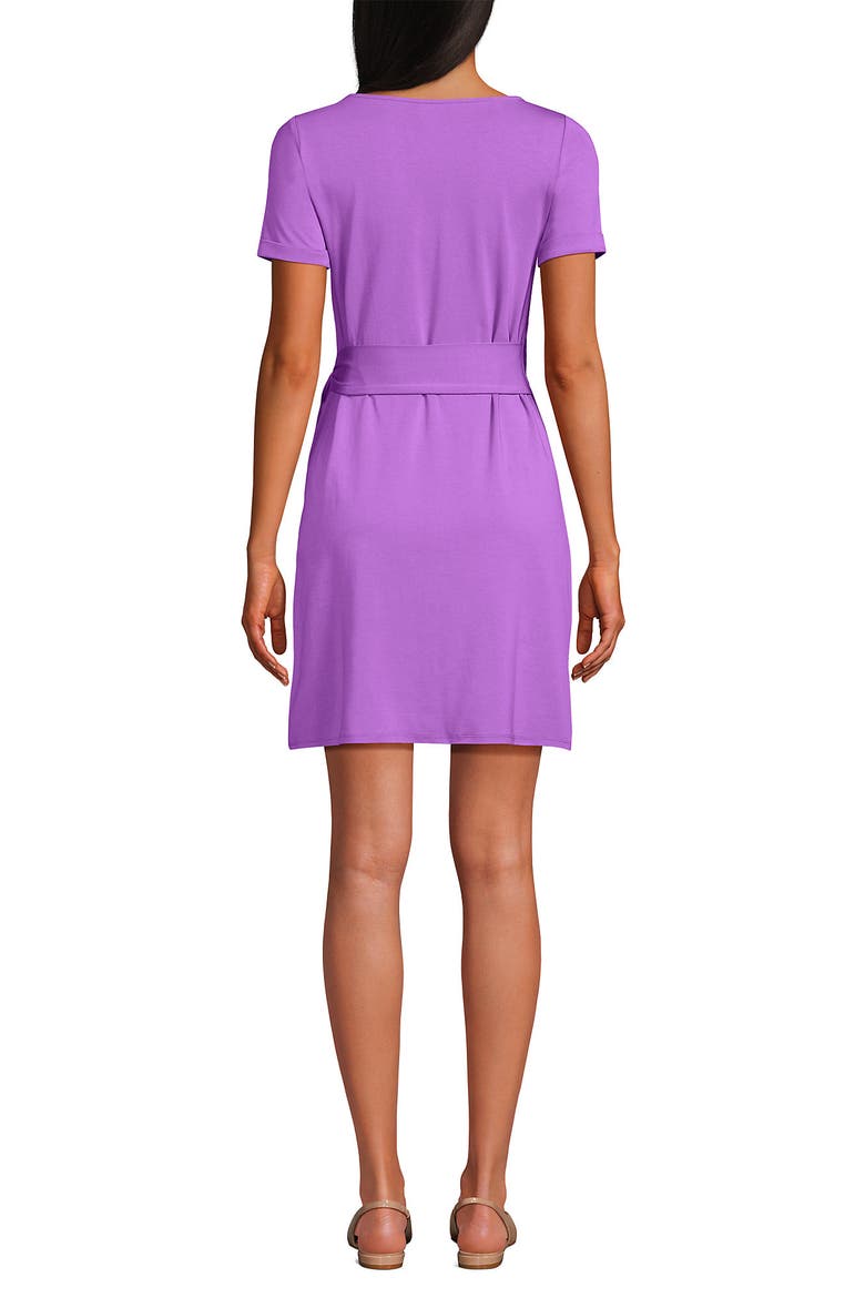 Short Sleeve Cotton Modal Wrap Mini Dress, Alternate, color, Soft Orchid