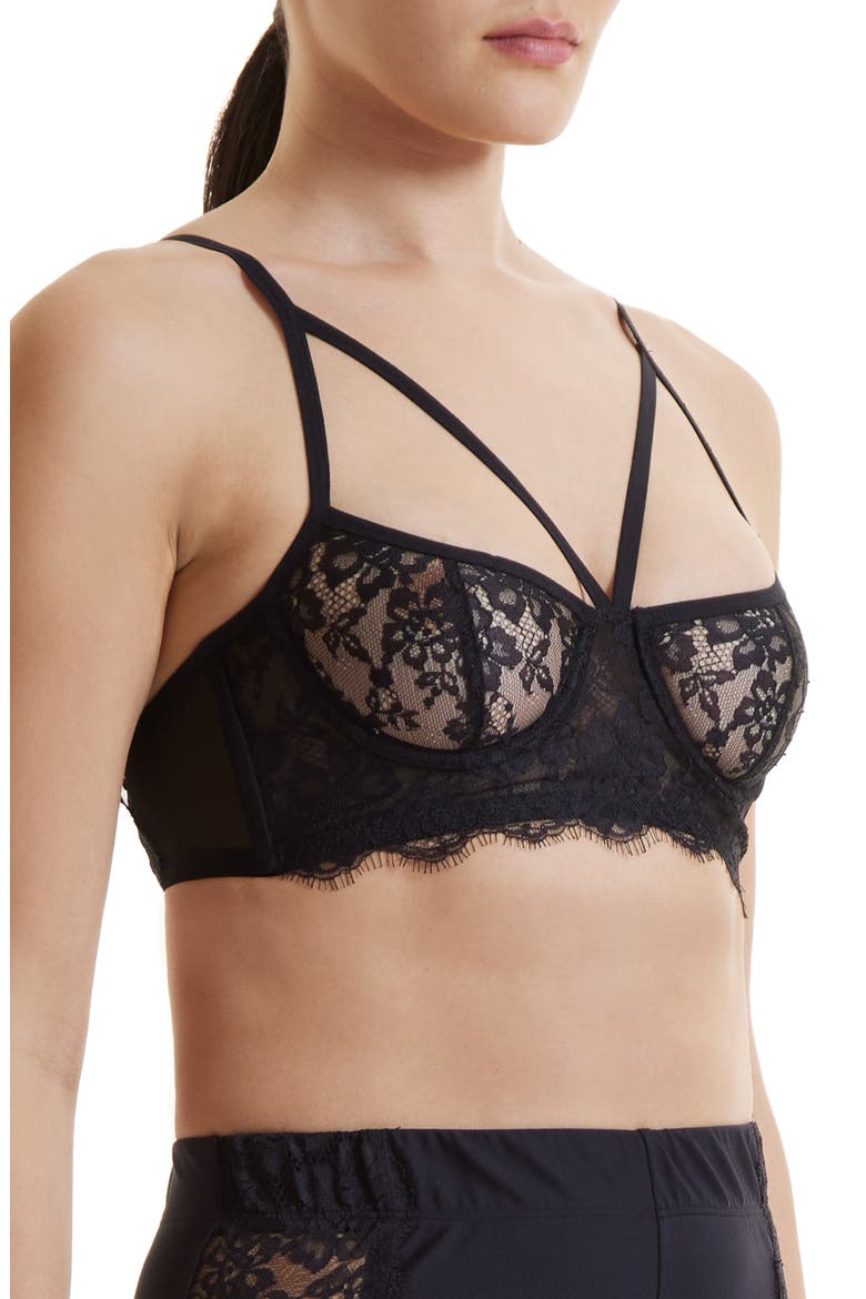 Eyelash Lace Underwire Bra, Alternate, color, BLACK