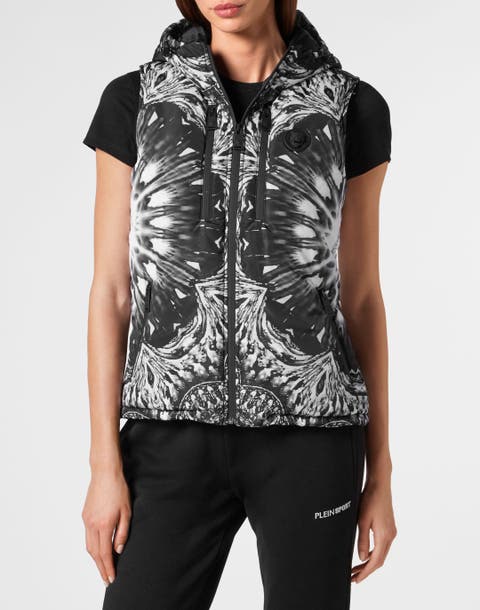 Nylon Puffer Vest Optical Flower Women