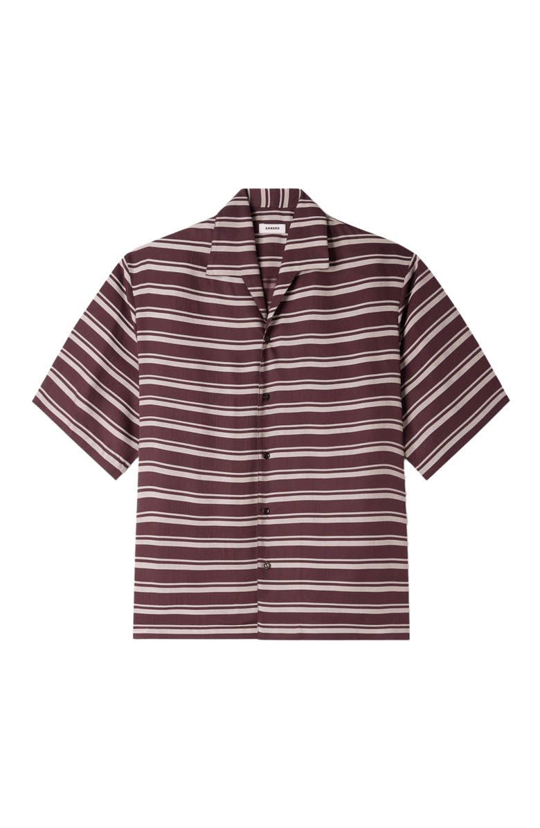 SANDRO Striped boat neck shirt, Alternate, color, Chocolate