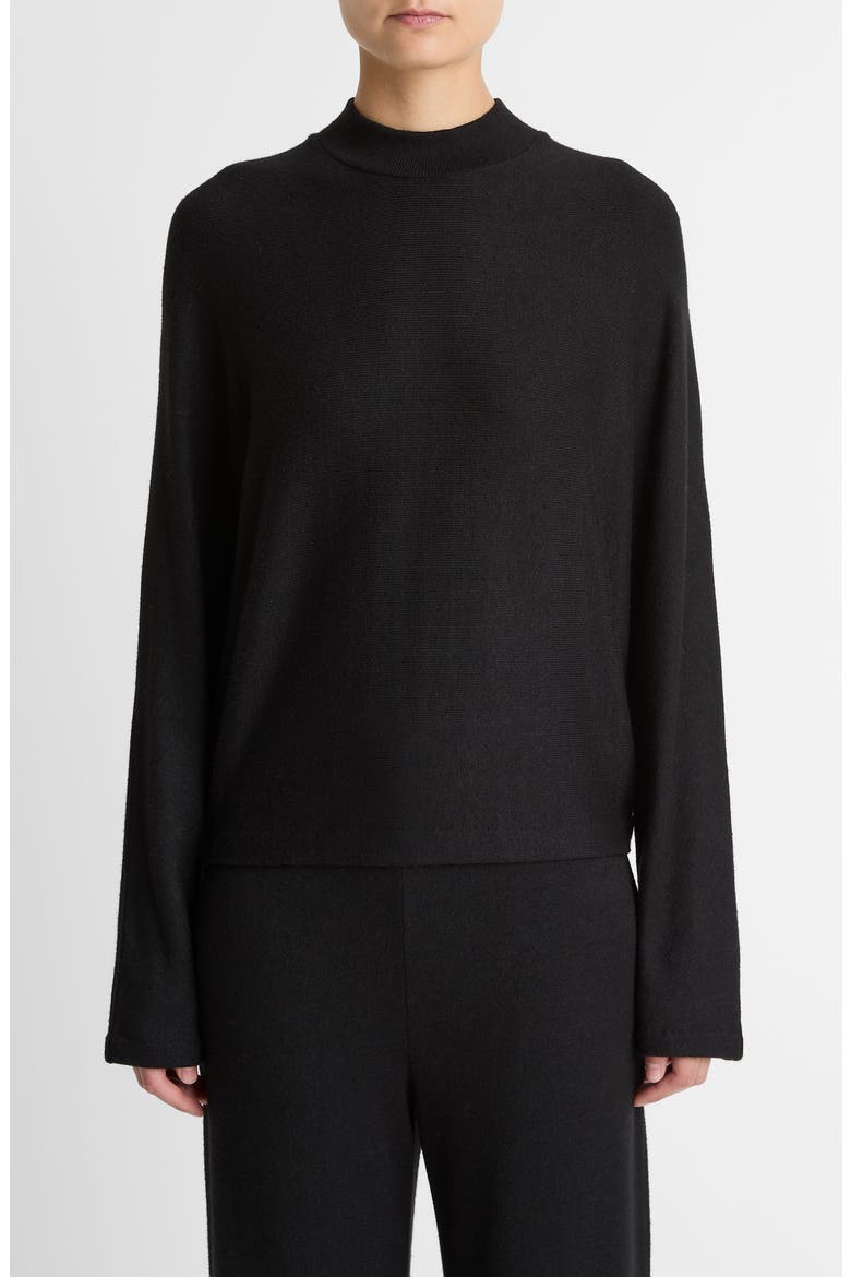 Mock Neck Sweater, Main, color, BLACK