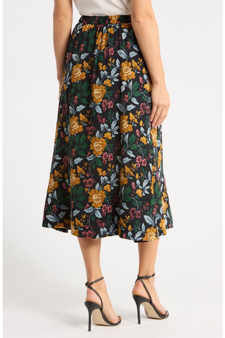 Tie Waist Midi Skirt, Alternate, color, JUNGLE GARDEN