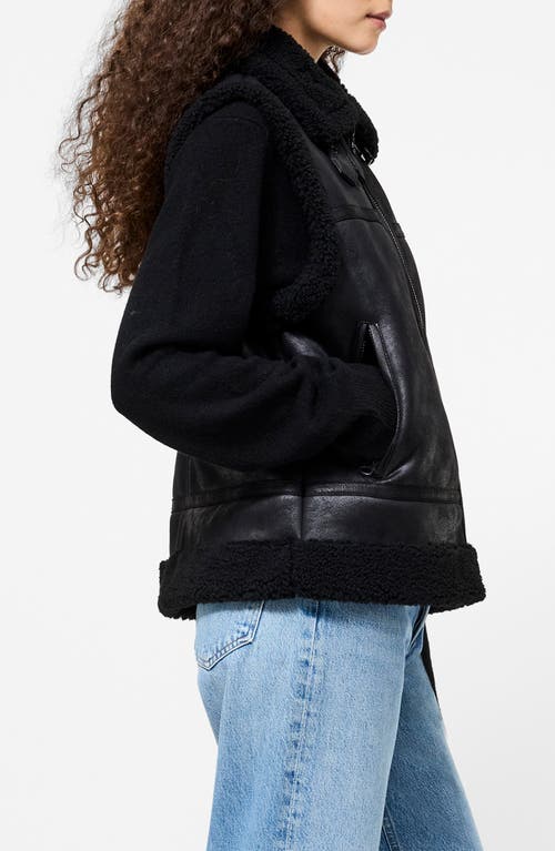 French Connection Camry Faux Shearling Vest In Black
