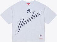 Mitchell & Ness Women's Mitchell & Ness  Heather Gray New York Yankees Script Cropped Boxy T-Shirt