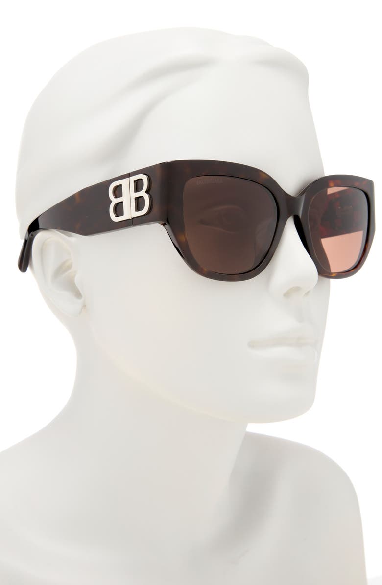 Balenciaga 55mm Square Sunglasses, Alternate, color, Havana Havana Brown
