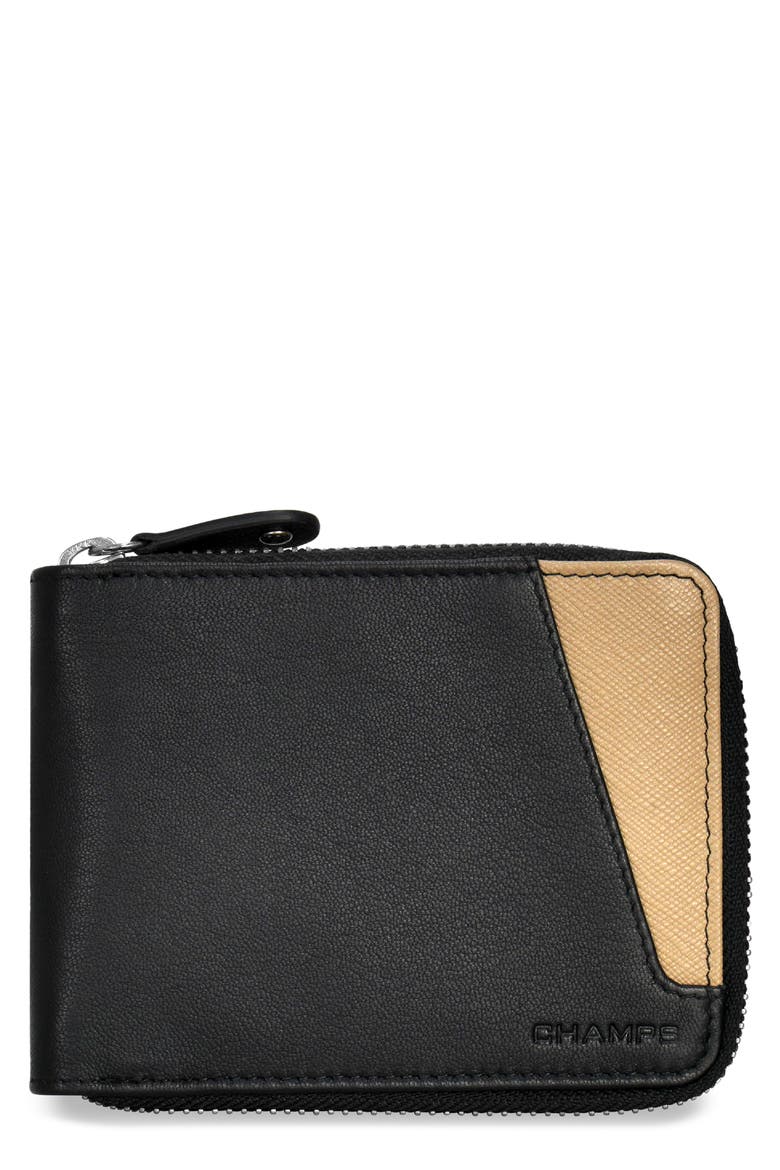 Iconic Zip Around Bifold Wallet, Main, color, BLACK/ IVORY