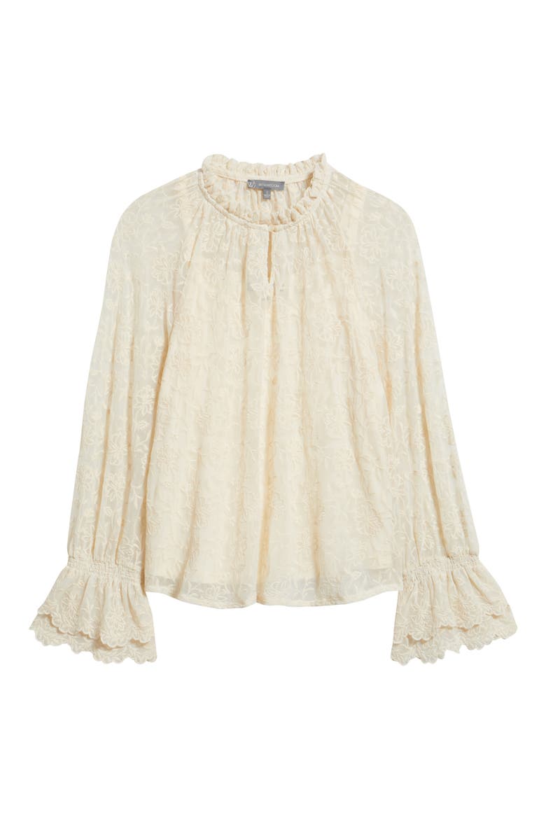Floral Embroidery Mesh Top, Alternate, color, BLANCHED ALMOND
