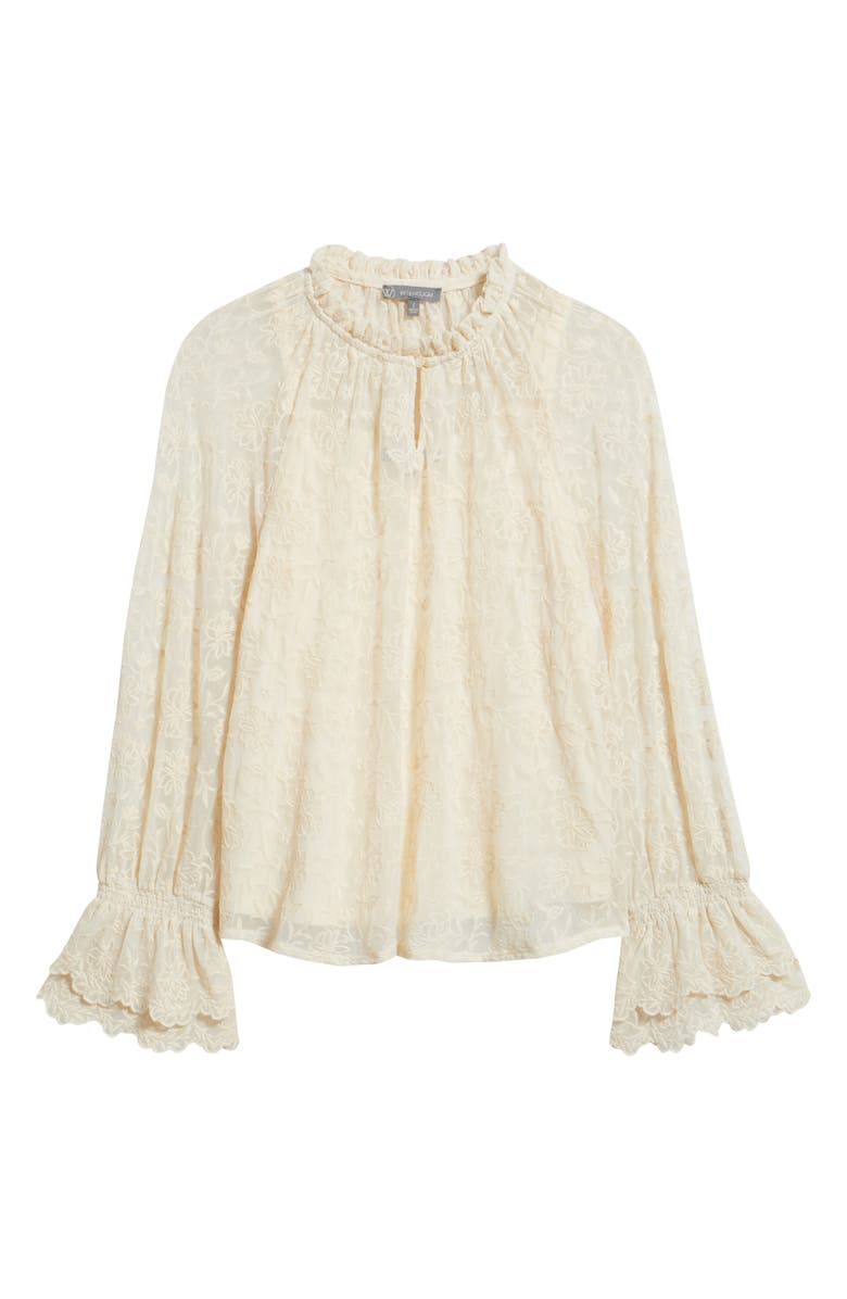Wit & Wisdom Floral Embroidery Mesh Top, Alternate, color, Blanched Almond