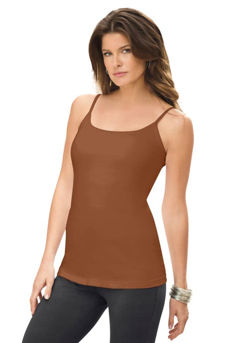 Plus Size Cami With Built-In Bra And Adjustable Straps (Plus)