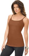 Roaman's Plus Size Cami With Built-In Bra And Adjustable Straps