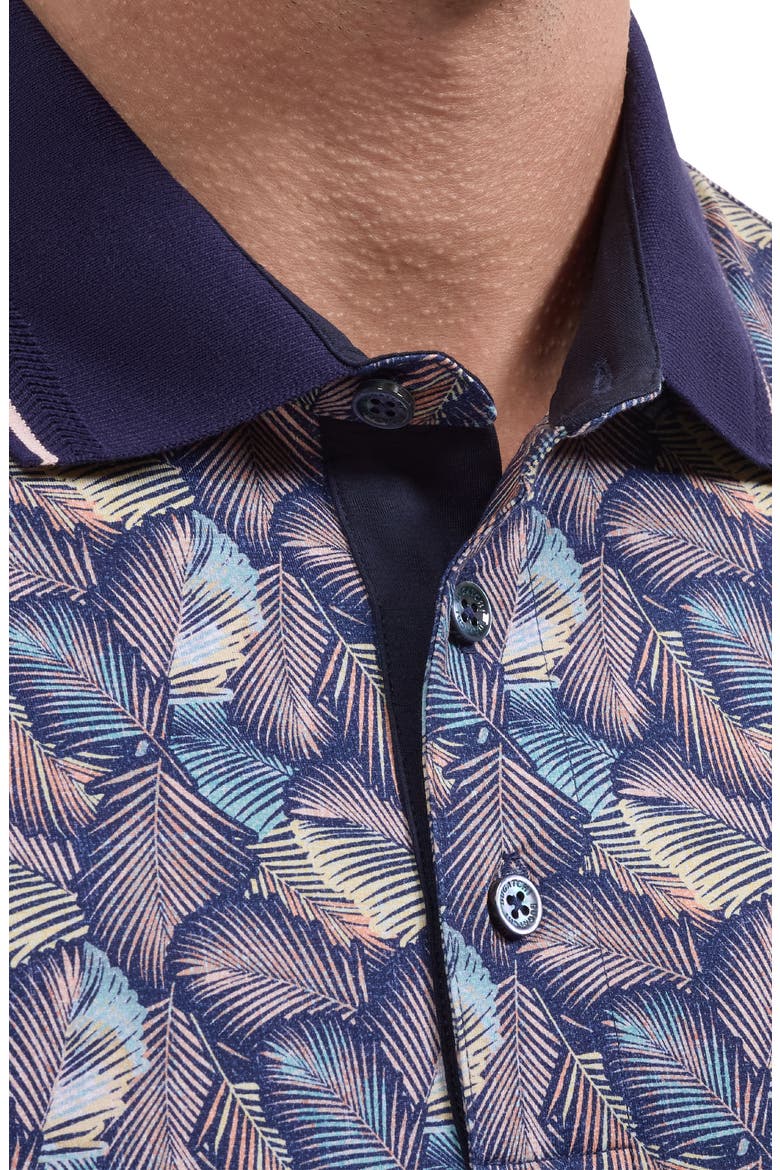 Vidal OoohCotton® Palm Print Polo, Alternate, color, NAVY