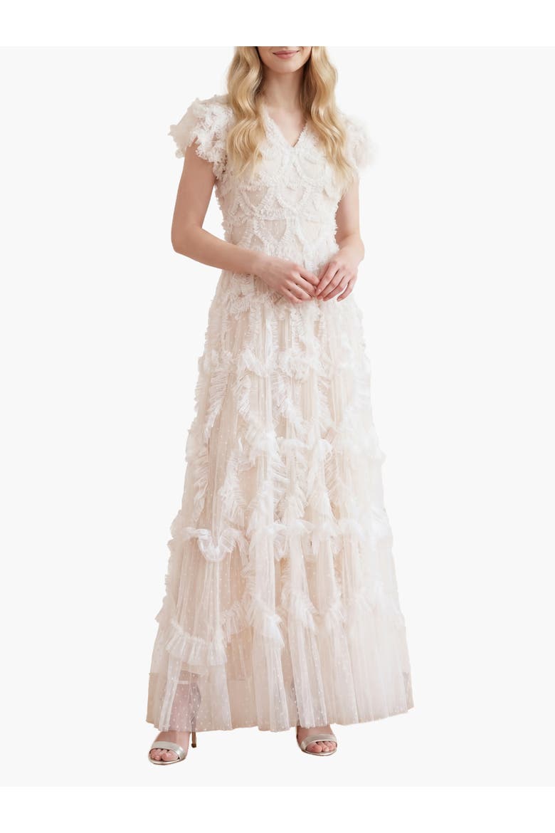 Amorette V-neck Gown, Main, color, Cream