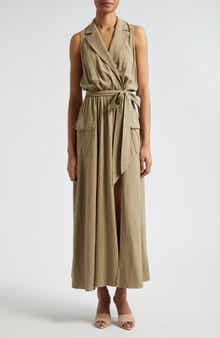 L'AGENCE Mayer Military Faux Wrap Maxi Dress