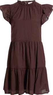 Treasure & Bond Tiered High Neck Shift Minidress