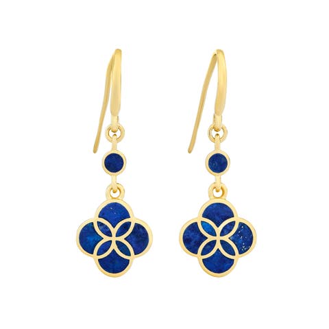 Petal Gemstone With 18K Gold Overlay Sterling Drop Earring
