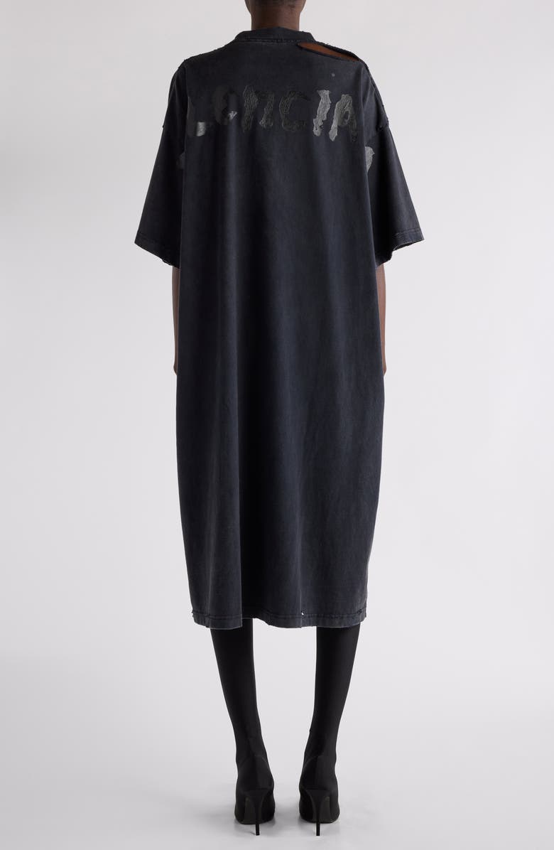 Balenciaga Distressed Paint Logo Graphic T-Shirt Dress, Alternate, color, 