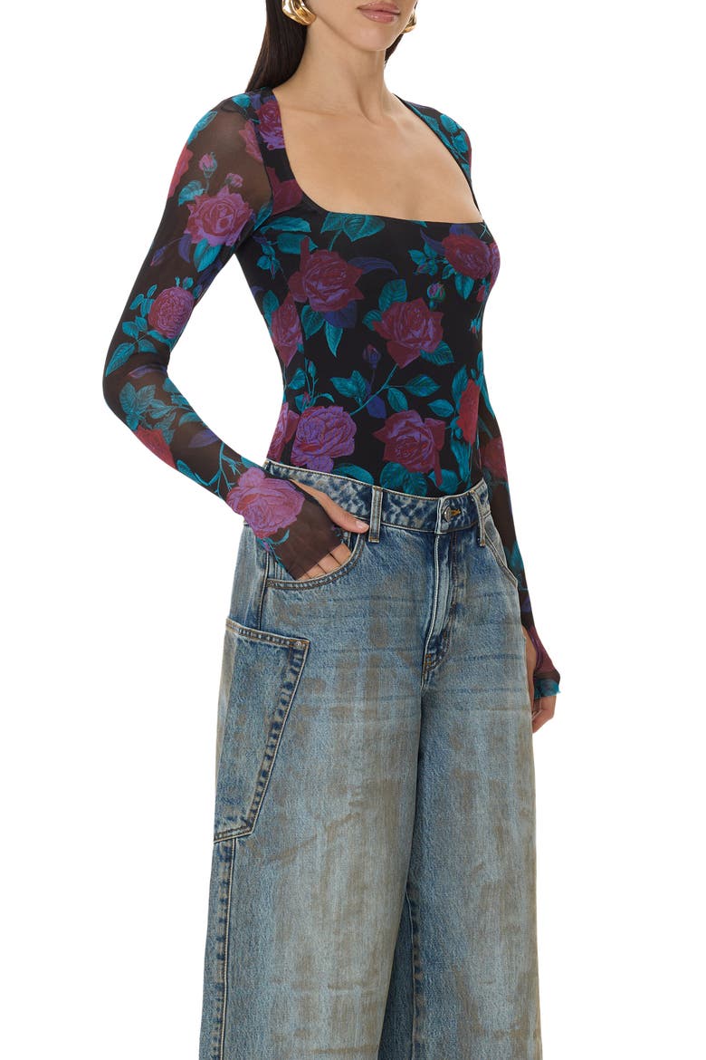 Ines Square Neck Top, Alternate, color, PLUM ROSES