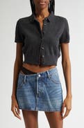 Alexander Wang Logo Embroidered Wool Crop Cardigan