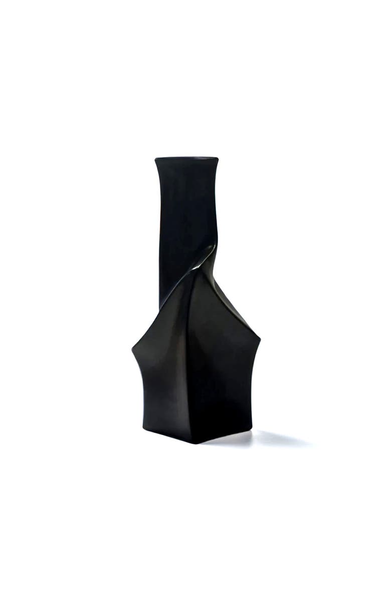 DinaDecor Geo Black Short Vase, Main, color, Black