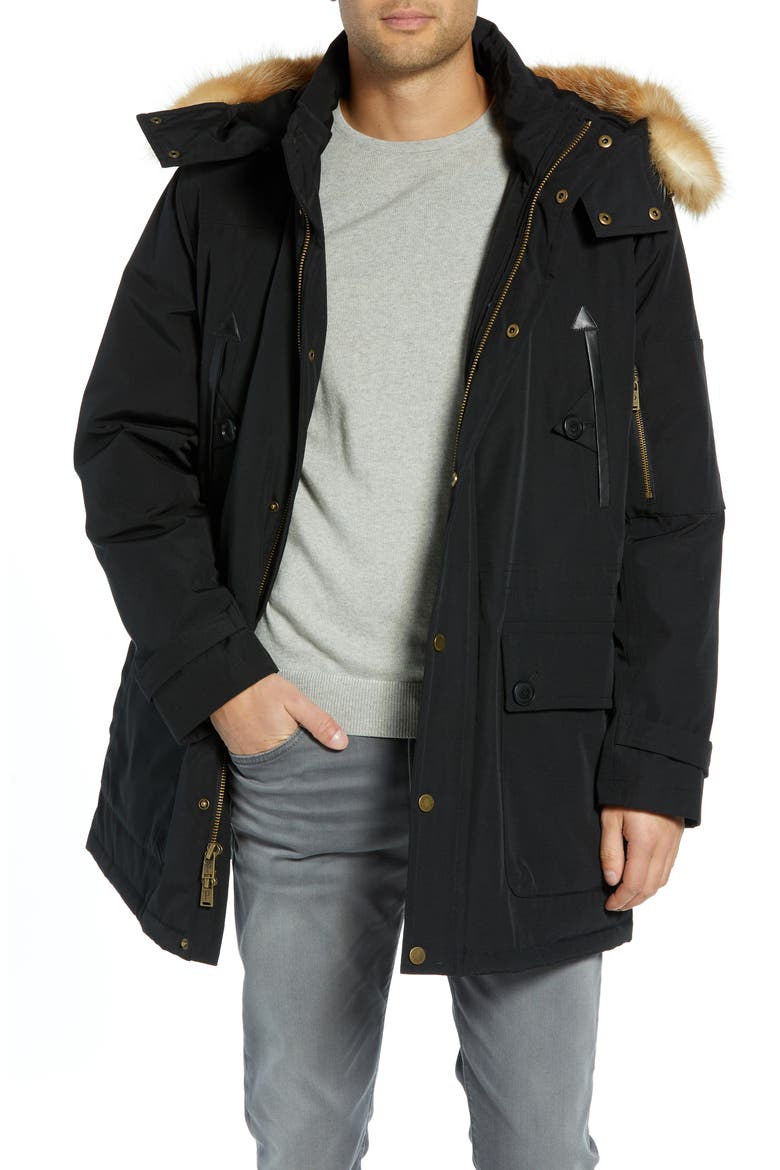 Signature Denver 650-Fill Power Down Parka with Genuine Raccoon Fur, Main, color, BLACK