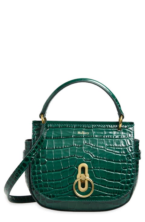Small Amberley Croc Embossed Leather Satchel