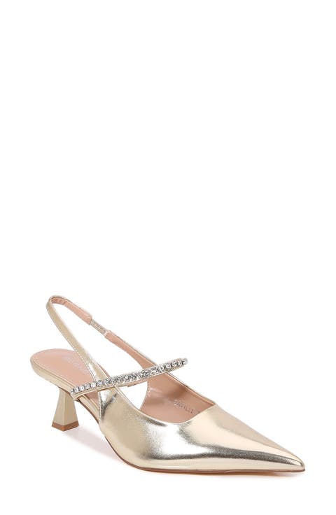Camille Rhinestone Pointed Toe Slingback Pump (Women)