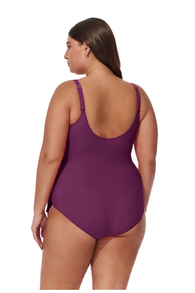 Tutti Frutti Plus Size Ruffle Surplice One Piece, Alternate, color, Wine