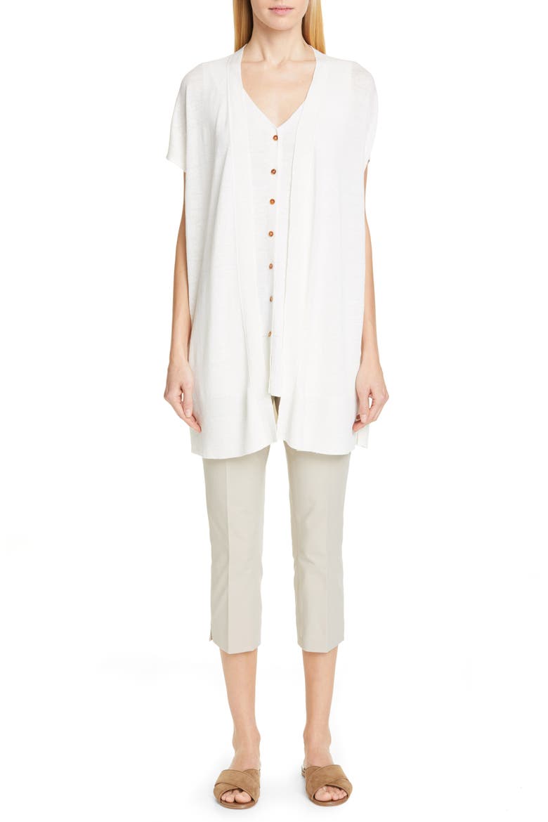 Linen Blend Sweater Tank Top, Main, color, CLOUD