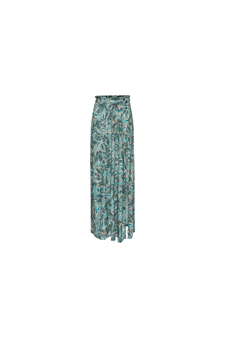 Paperbag Maxi Skirt, Alternate, color, Teal Print