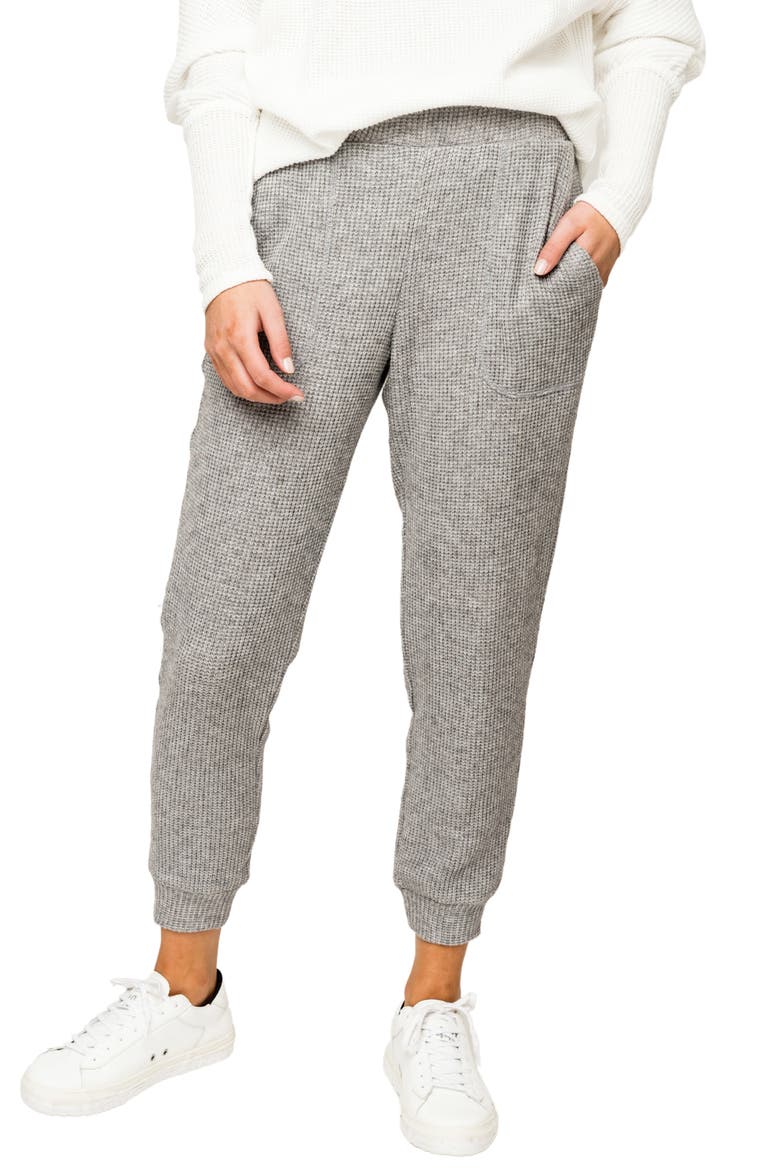 Thermal Knit Pocket Crop Joggers, Main, color, HEATHER GREY