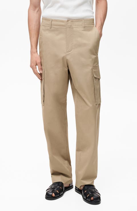 Relaxed Fit Flat Front Cargo Pants