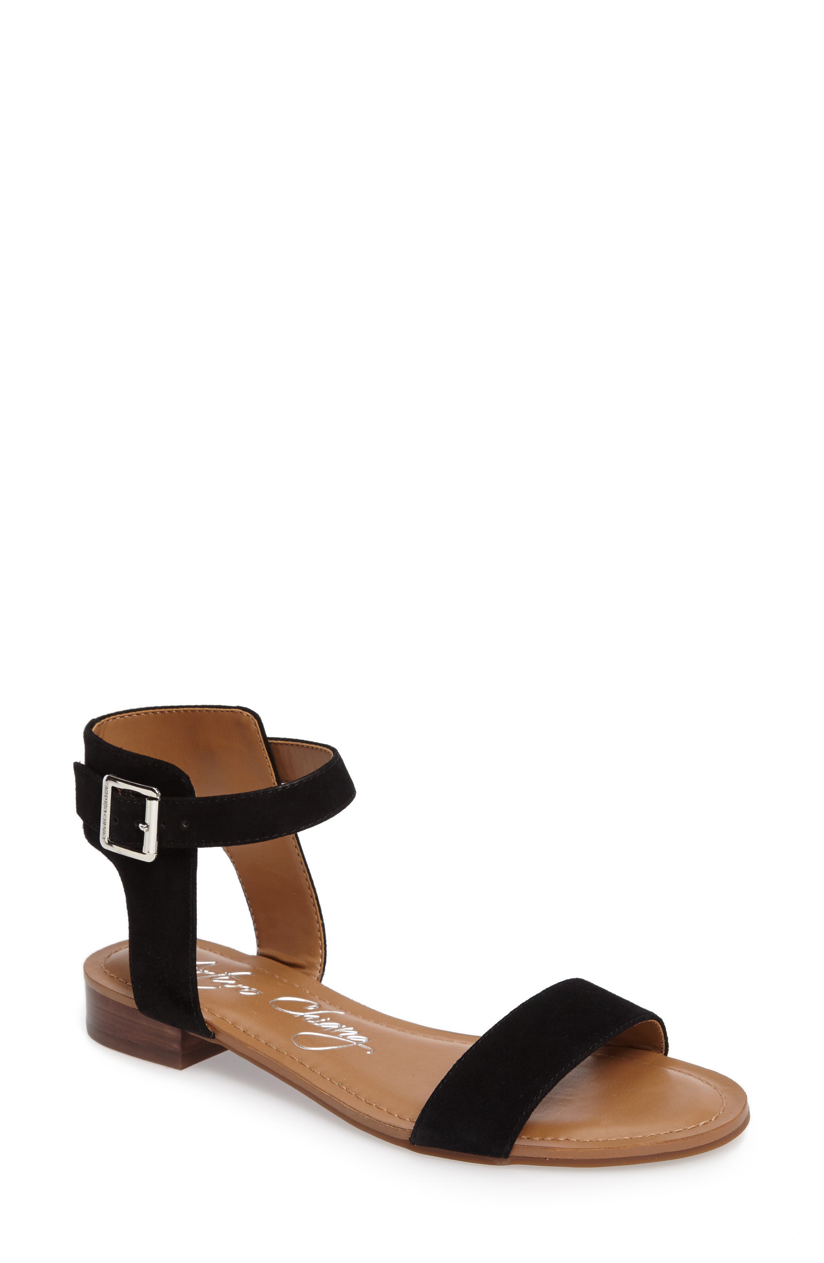 Wrenzi Sandal, Main, color, BLACK SUEDE