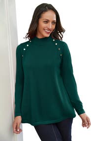Jessica London Gold Button Mockneck Sweater