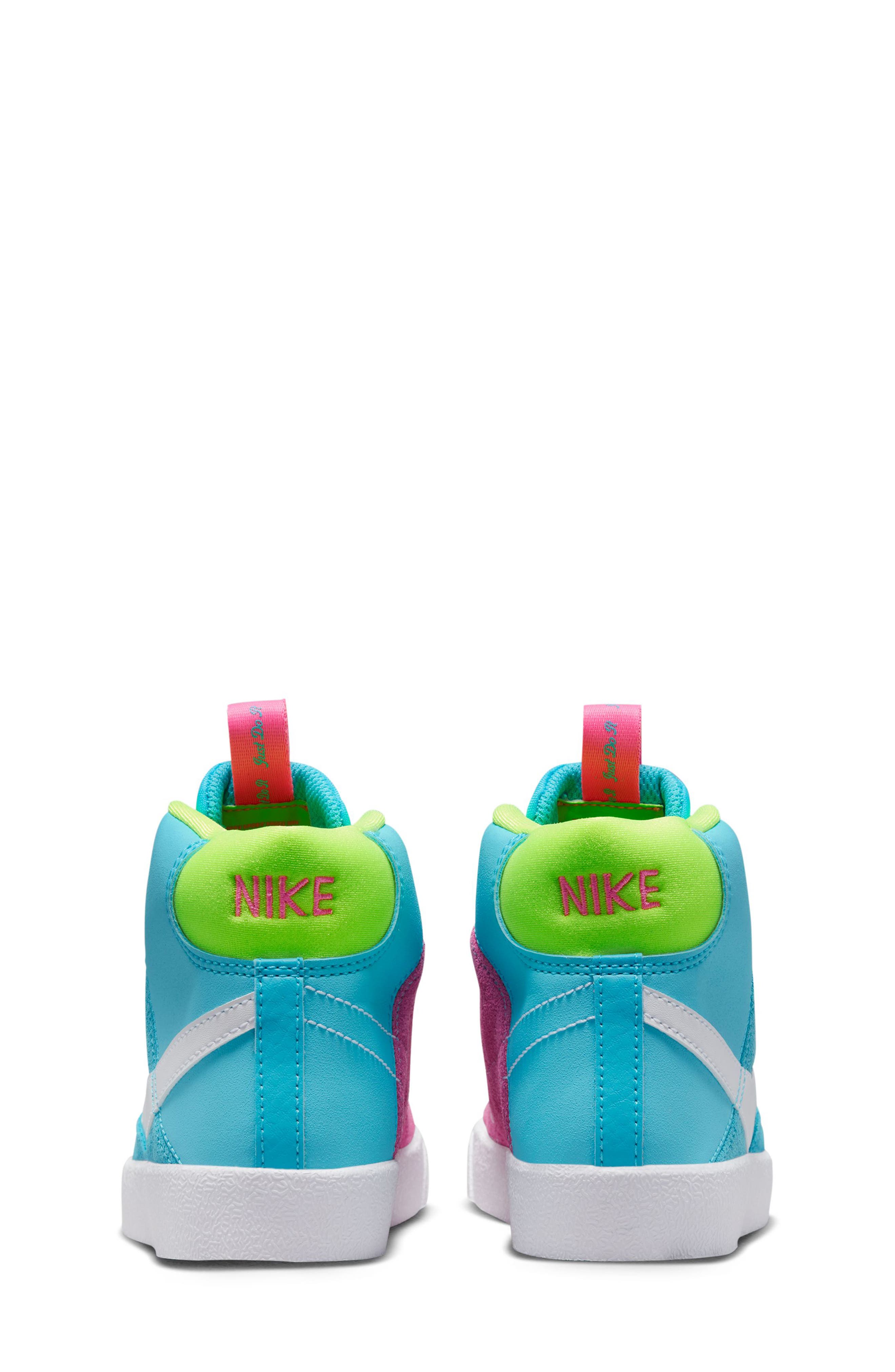 Nike Kids' Blazer Mid '77 SE Sneaker, Alternate, color, Baltic Blue/ White/ Pink/ Volt