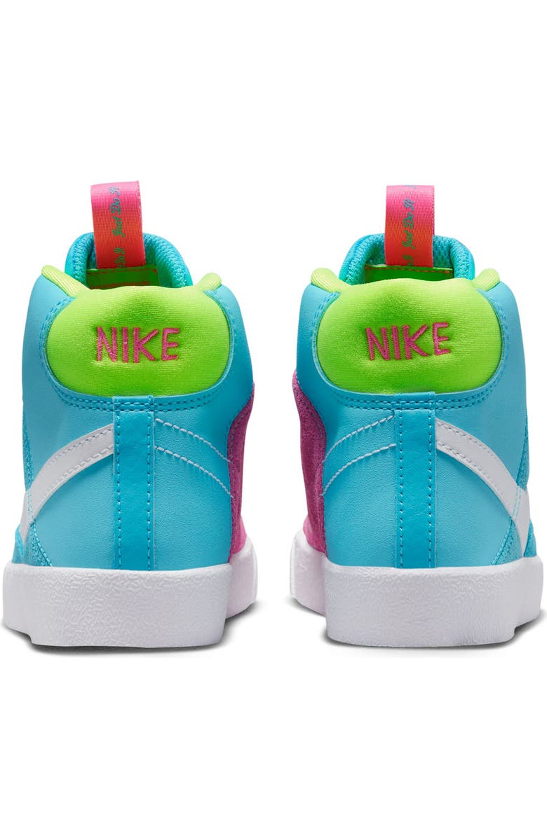 Nike Kids' Blazer Mid '77 SE Sneaker, Alternate, color, Baltic Blue/ White/ Pink/ Volt