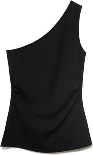 MANGO Ruched One-Shoulder Top