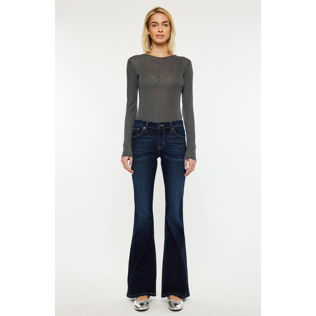 Kancan Samuel Mid Rise Flare Jeans In Blue